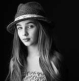 Black and white contemporary portrait of young girl.  