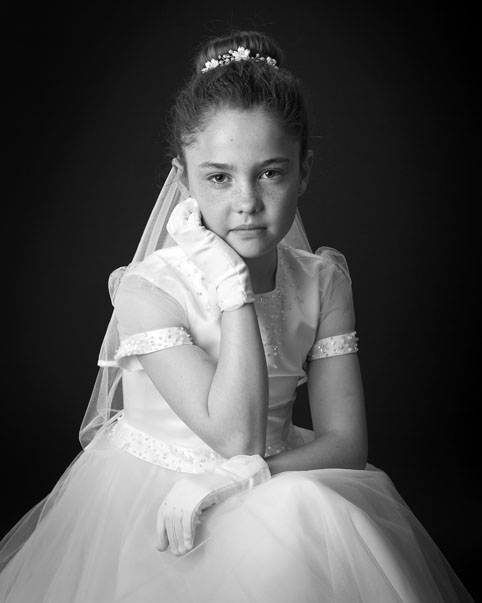 First Holy Communion portrait of girl taken by Cormac Byrne, Limerick  