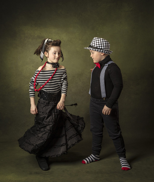 Two young dancers, in a fine art spanish styled dance routine, by Cormac Byrne, Limerick. Ireland.  